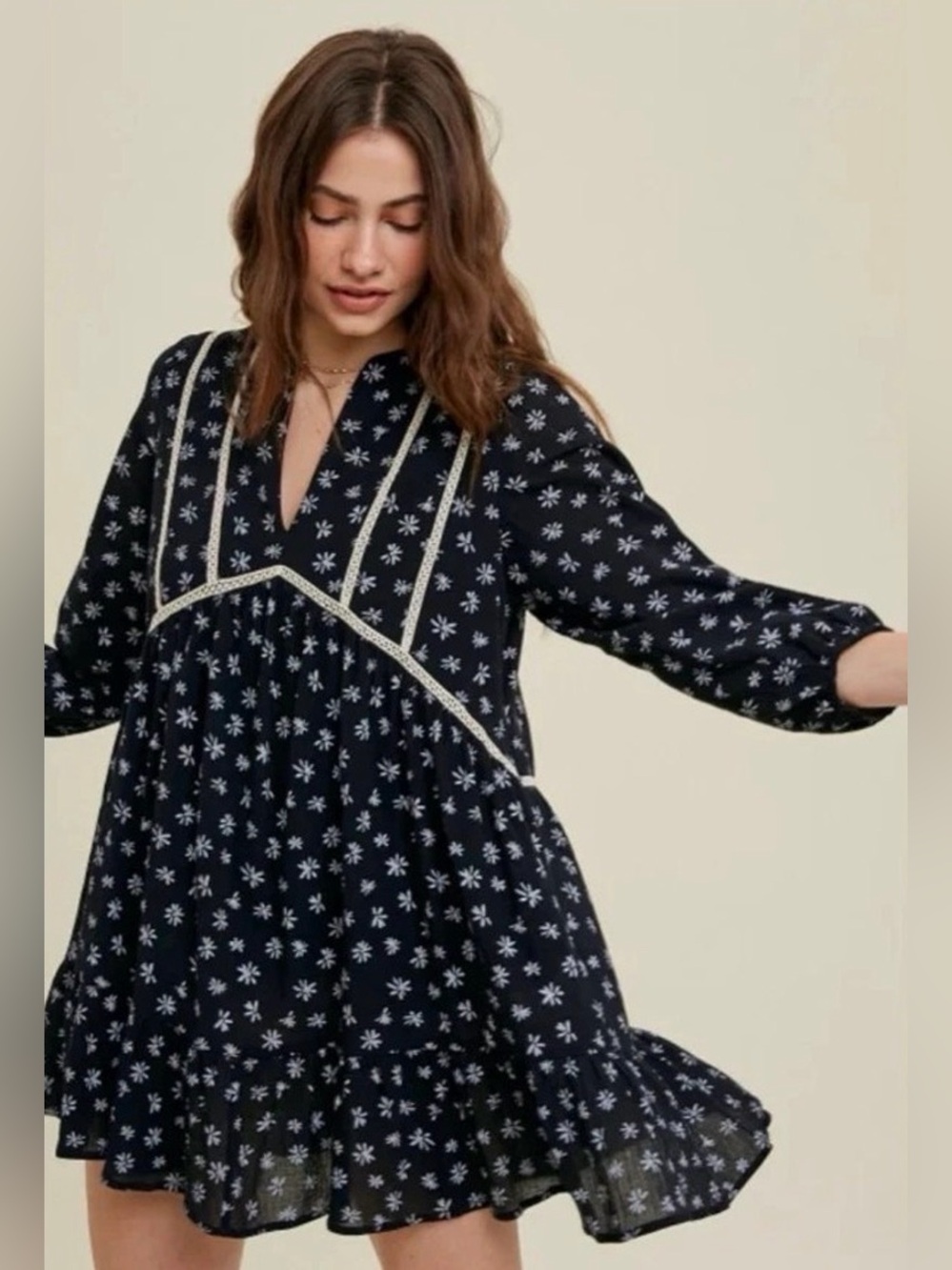 NWOT Chicbyallyb Black Boho Floral Dress